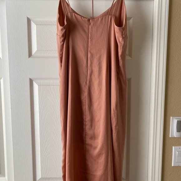 Leith T-Strap Faux Silk Slip Midi Dress - Picture 3 of 5